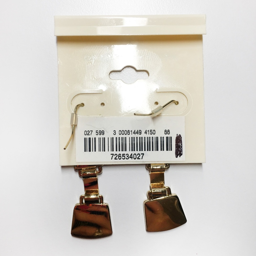 Brooks Brothers earrings in gold tone, red & beige - Picture 5 of 5